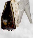 Offwhite Model Silk Banarasi Handloom Suit with Pichvai Organza Dupatta