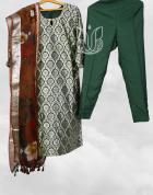 Model Silk Pure Handloom Banarasi suit with Organza Floral Dupatta