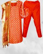 Model Silk Pure Handloom Banarasi suit with Organza Floral Dupatta
