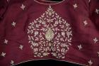 Dark Marron Pure Katan Silk Hand embroidered Blouse