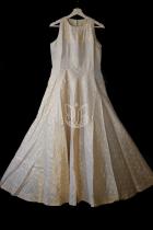  Ivory color Handloom Pure Katan Tissue Gown/Dress