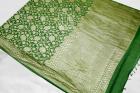 Mehandi Green Pure Khaddi Silk Georgette Handloom Banarasi Saree