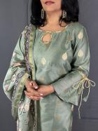Mint Green Color Pure Chanderi Silk Banarasi Handloom Suit with Digitally Printed Pichwai Dupatta