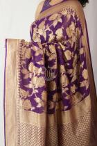 Purple Banarasi Handloom Pure Khaddi Silk Georgette Saree